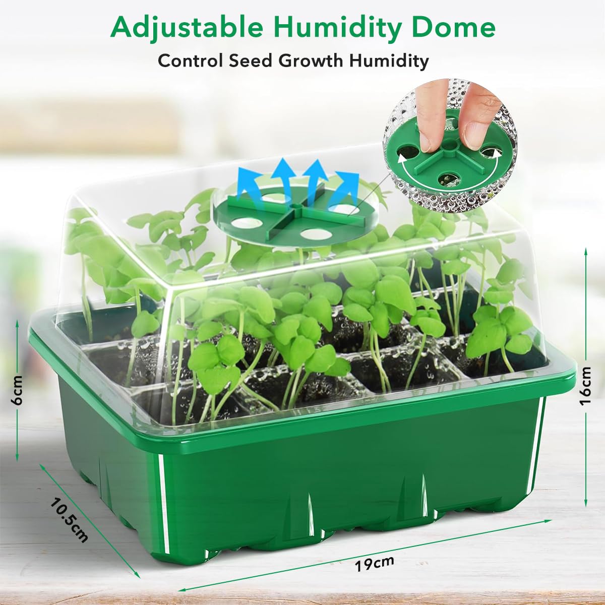 HASTHIP® 5Pcs Seed Starter Tray Kit with 12 Cell Seedling Tray, Labels, Seedling Tools - Seed Starter Tray with Drainage Design - Home Greenhouse Germination Kit - Growing Tray Gardening Tools Kit HASTHIP® 5Pcs Seed Starter Tray Kit with 12 Cell Seedling Tray, Labels, Seedling Tools - Seed Starter Tray with Drainage Design - Home Greenhouse Germination Kit - Growing Tray Gardening Tools Kit